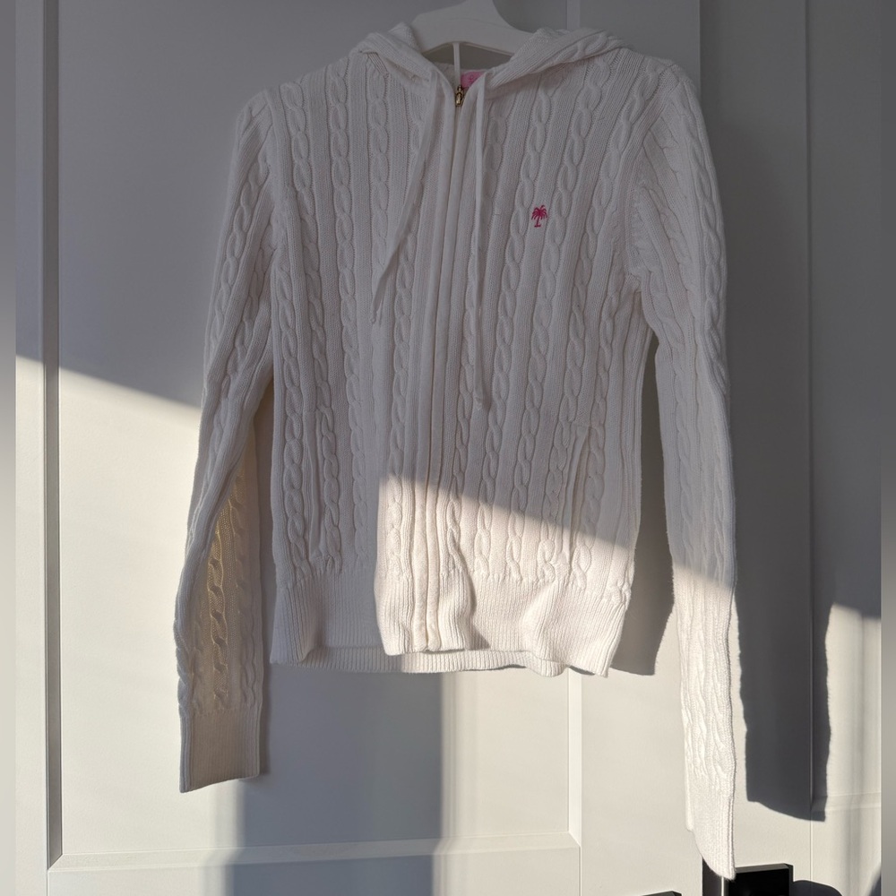 Lilly Pulitzer White Cable Knit Hoodie